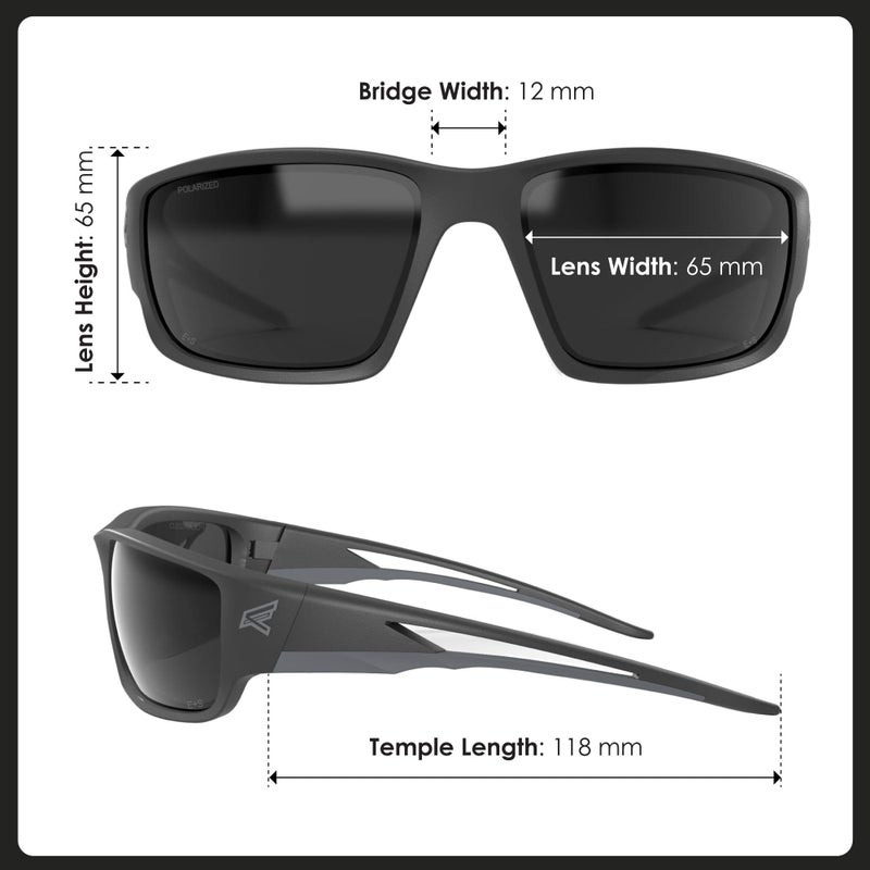 Edge TSK236VS Kazbek Torque Polarized Anti-Fog/Vapor Shield Safety Glasses, Anti-Scratch, Non-Slip, UV 400, Military Grade, ANSI/ISEA & MCEPS, 5.04" W, Matte Black Frame with Red E Logo/Smoke Lens - Image 4